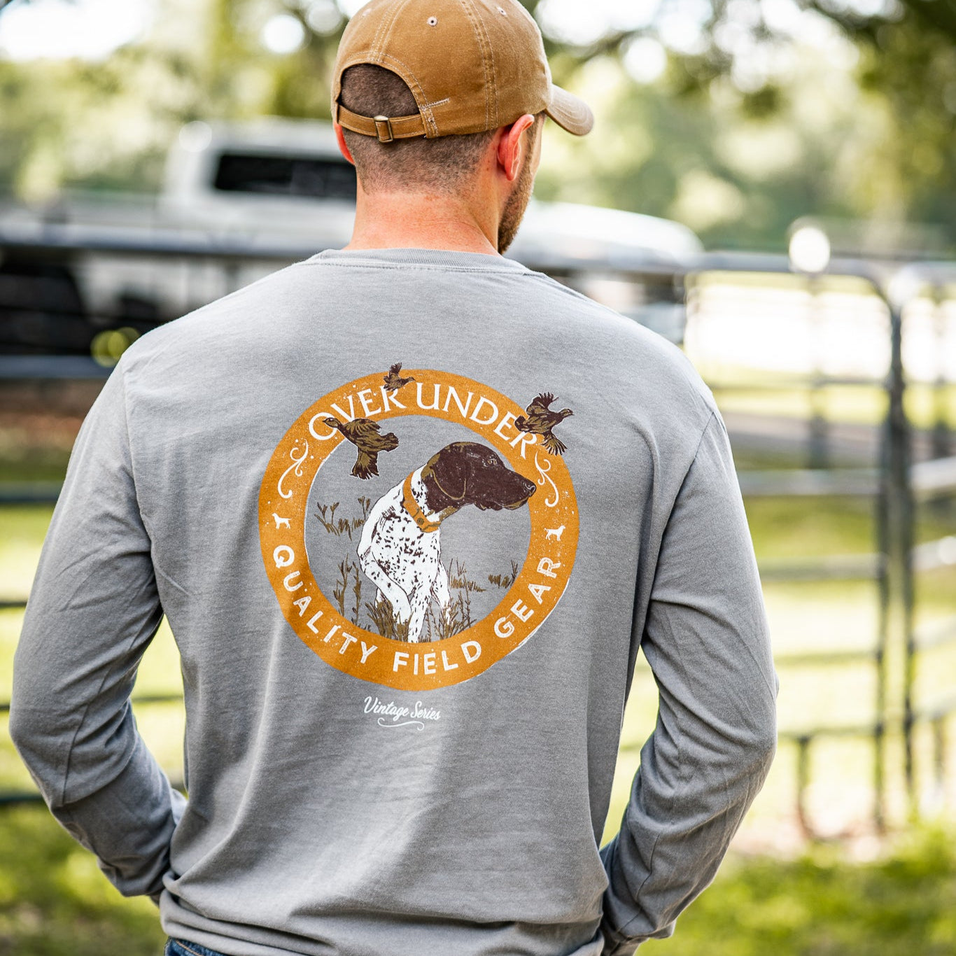 L/S Vintage Pointer and Quail T-Shirt Gray