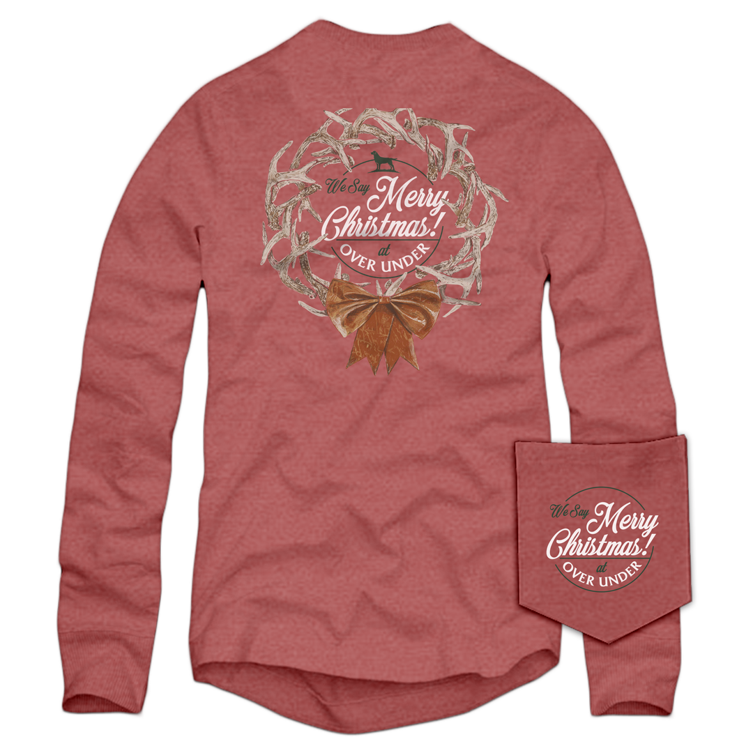 L/S Merry Christmas T-Shirt Brick Red