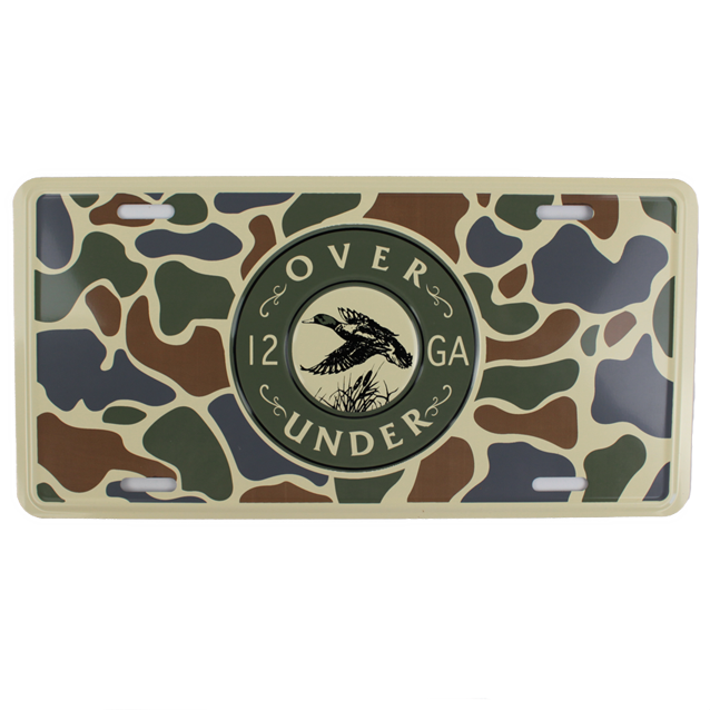 Old School Mallard Shoot License Plate - Over Under Clothing
