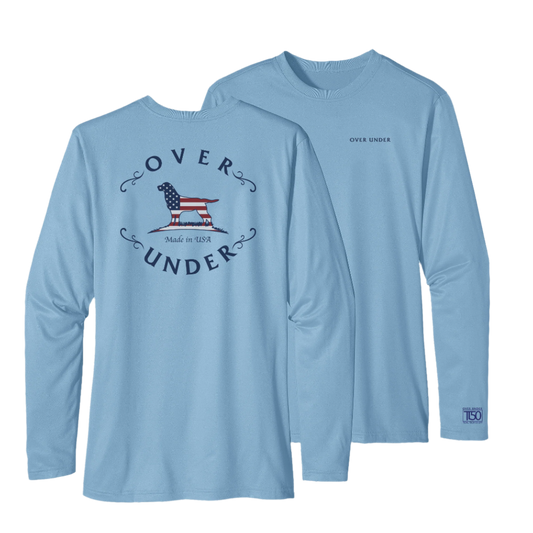 L/S Tidal Tech Flag Dog Columbia Blue