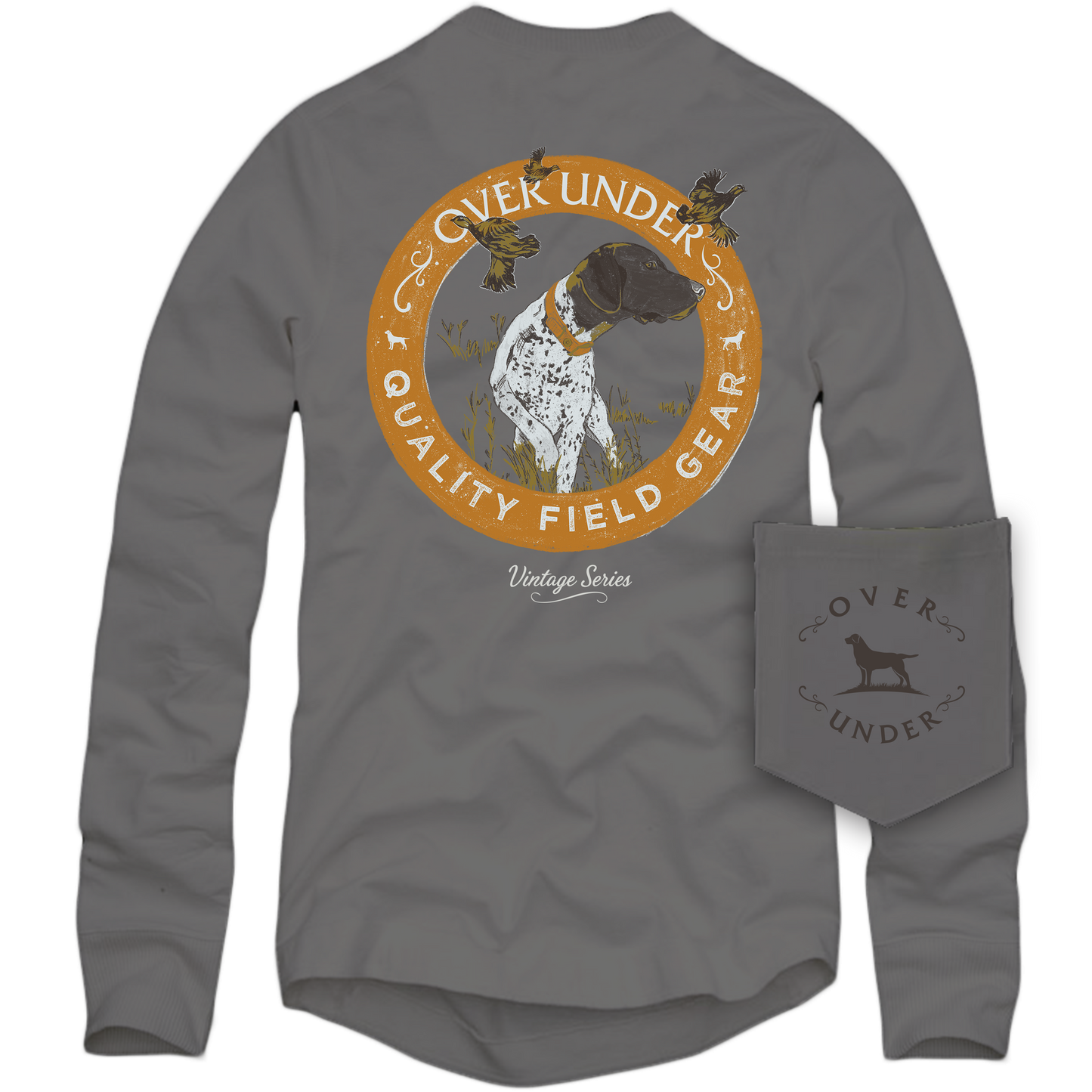 L/S Vintage Pointer and Quail T-Shirt Gray