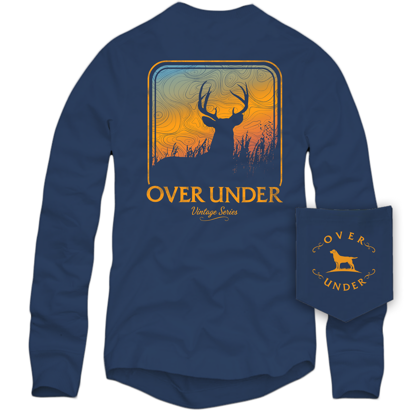 L/S Vintage Topo Deer T-Shirt Midnight