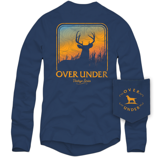 L/S Vintage Topo Deer T-Shirt Midnight