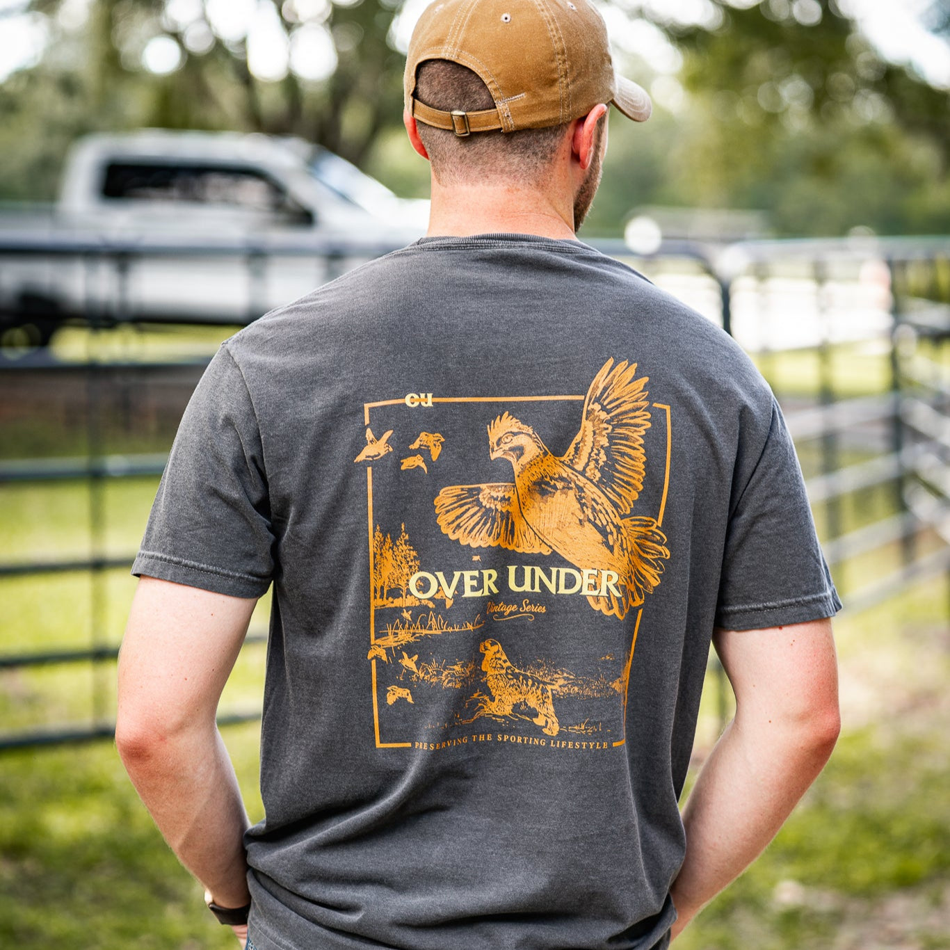S/S Vintage Cocker and Quail T-Shirt Pepper