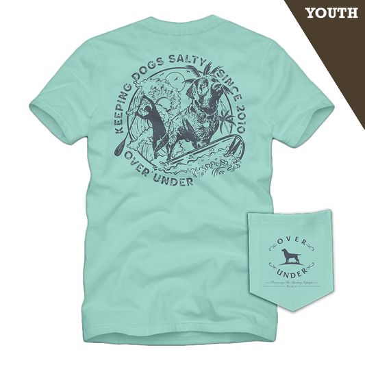 S/S Youth Salty Surf Dog T-Shirt Mint Julep