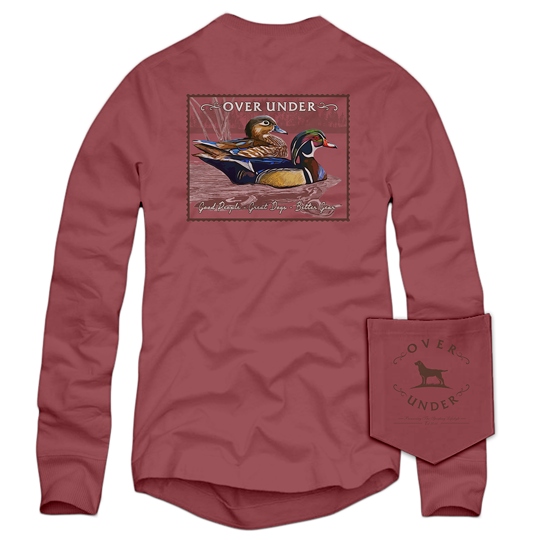 L/S Wood Duck Stamp T-Shirt Brick