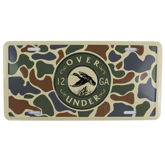 Old School Mallard Shoot License Plate - Over Under Clothing